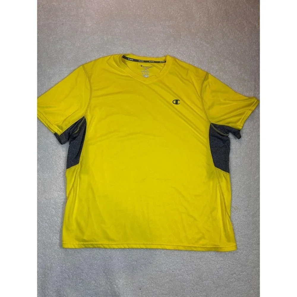 Champion Powertrain Vapor Shirt Mens 2XL Yellow Grey Excellent Performance Tee - Picture 2 of 12